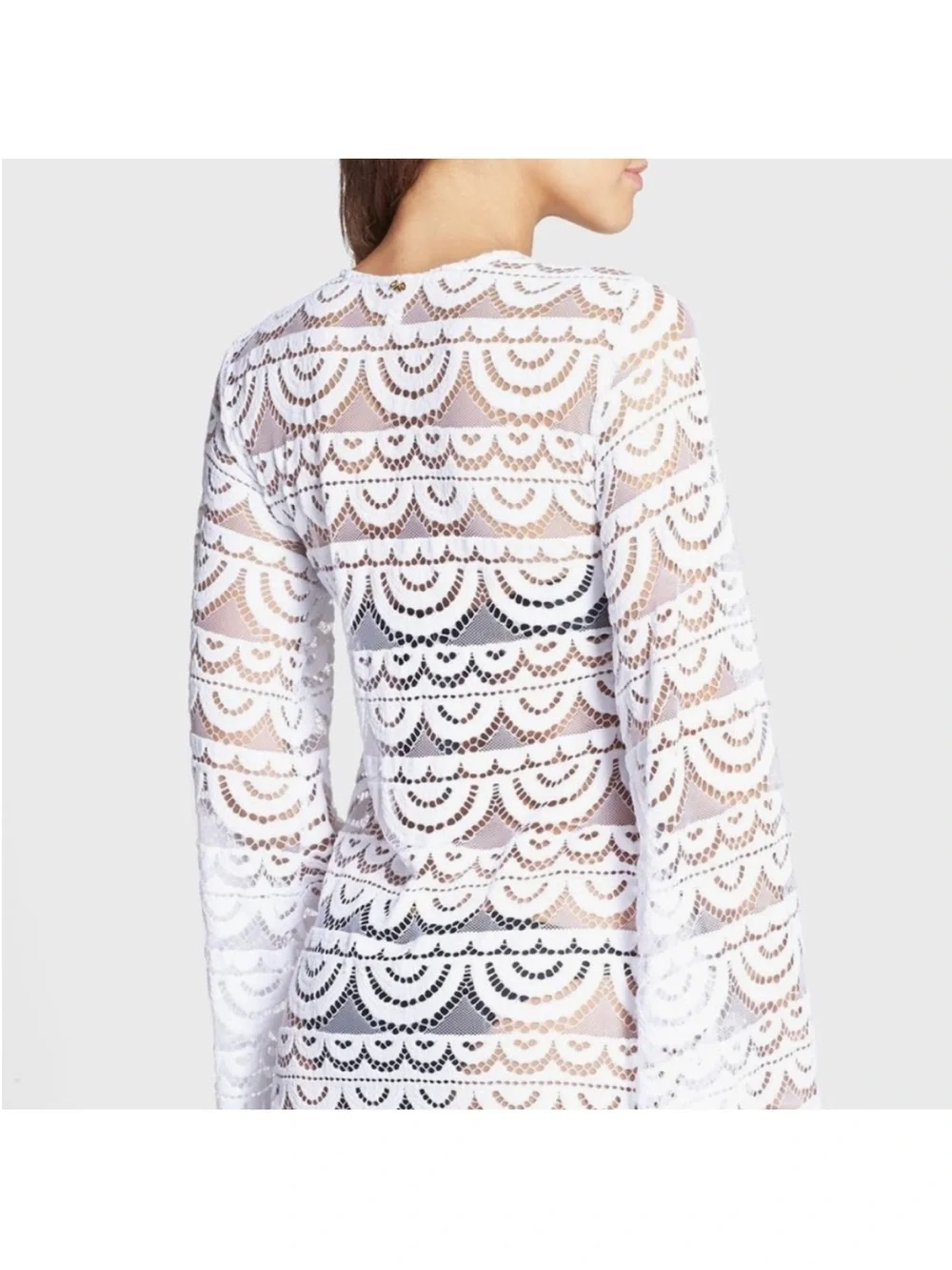 Women's White Crochet Swim Cover-Up Tunic